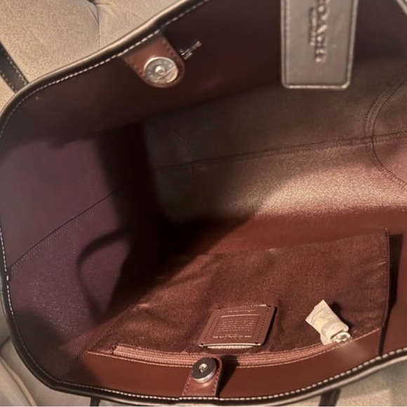 Unique Coach Brown Signature Tote with Purple and Orange Floral Print - Picture 5 of 8